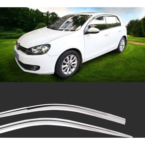 1 Set Brand New Chrome Side Vent Sun Shade Window Visors Rain Guard Deflectors For VolksWagen VW Golf 6 2010-2012