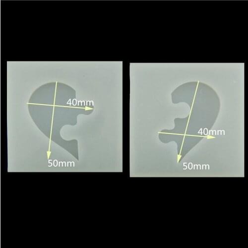 1 set DIY heart shape Epoxy Silicone Pendant Mold Puzzle charm Mould handmade Make Tool Jewelry resin molds for jewelry