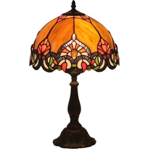 12" Tiffany Bohemia European Led Table Lamp Bed Room Restaurant Foyer Decor Vintage Glass Reading Light 1071