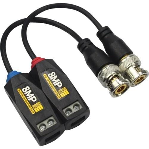 20 Pairs 8MP Passive CCTV Video Balun HD-CVI/TVI/AHD Transmission UTP CAT5E/6 Cable for 2MP 5MP 8MP CCTV Cameras