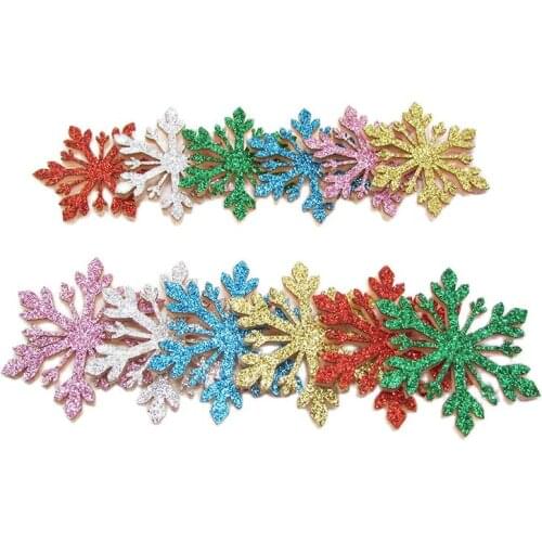 25Pcs/lot Lovely Glitter Christmas Patch Colorful Snowflakes Appliques Headwear Clothing Accessories DIY Festival Decorations