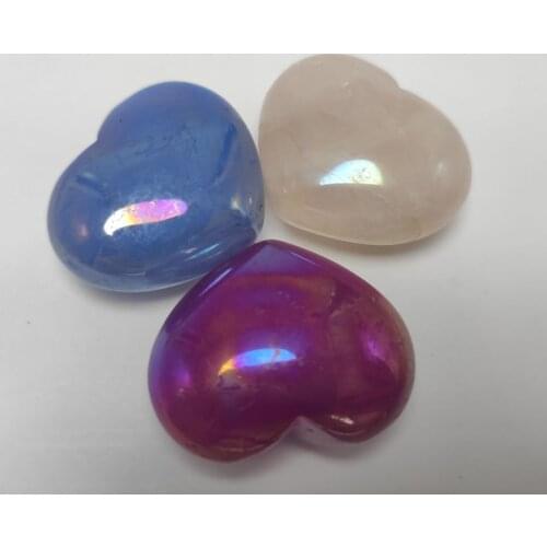 3pcs Angel Rainbow Aura Quartz Crystal Bismuth Titanium Silicon Heart