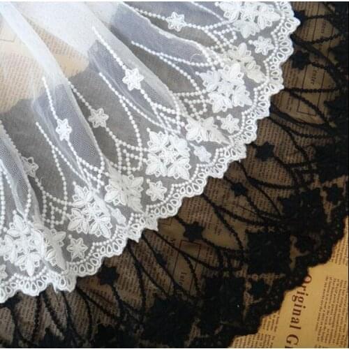 5 Yards 23cm Black White Embroidery Lace Fabric Clothing Accessory Embroidery Lace Trim