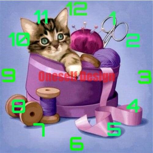 5d diamond mosaic sale clock diamond embroidery full set clock cat diamond painting 5d decoration home wall sticker diy frame
