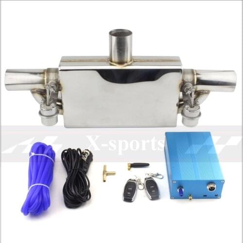 Car exhaust pipe Vacuum pump Variable Valve Mufflers Remote control Stainless steel Universal ID 51 63 76 mm T shape square