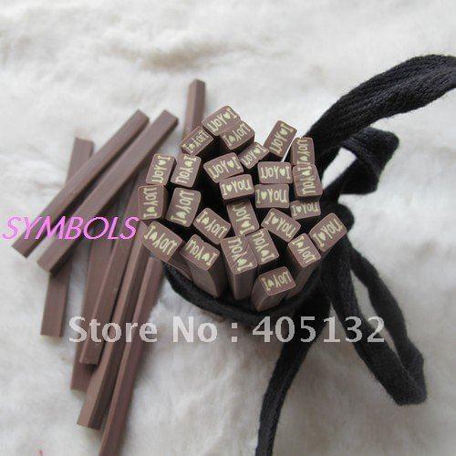L-09 Free Shipping 100pcs 5mm I love You Polymer Clay Cane Fancy Nail Art Polymer Clay Cane
