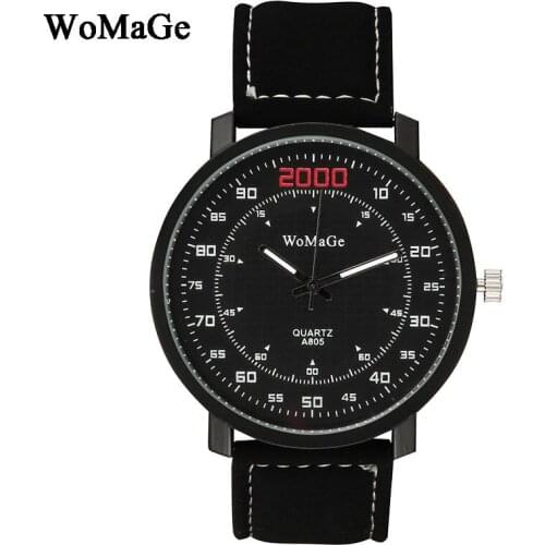 Relogio masculino Womage Luxury Brand Male Army Sports Leather Analog Display Military Mens Quartz Watch Business Men Watches