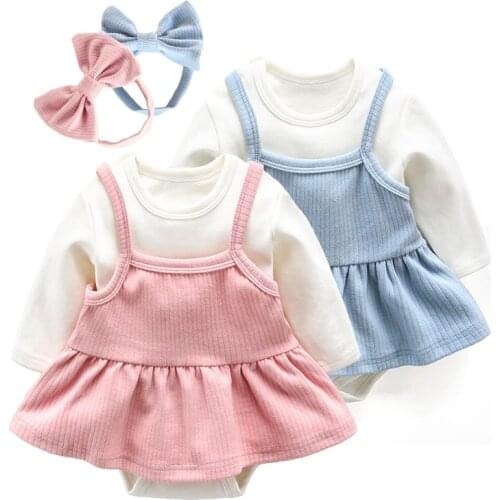 0~1 Years 2pcs Newborn Baby Girls Suit Set Infant Fashion Knitted Romper+ With Cute Skirt Playsuits Jumpsuits Children Clothing