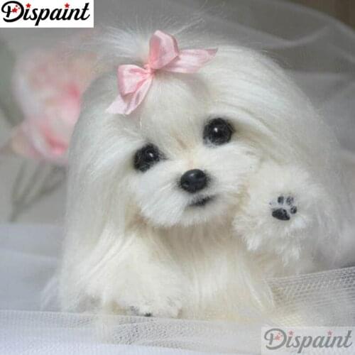 Dispaint Paint With Diamond Embroidery "Animal dog" Diamond Painting Full Square Round Picture Of Rhinestone Decor A25980