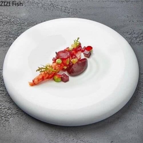 Irregular Shape French Dishes Tableware Pure Color Ceramic Dessert Plate Restaurant Steak Plate Home Decoration Dinner Plate