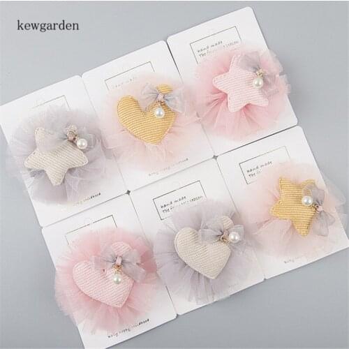 Kewgarden Baby Girls Hairclips Gauze Stars Lovely Barrettes Side Clips Safety Hair Accessories Headwear 2 PCS / Set
