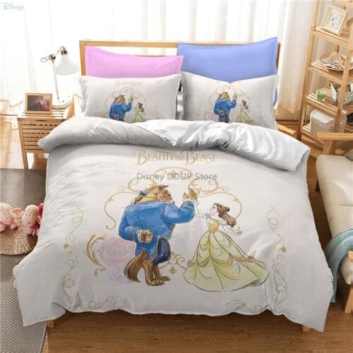 New Cartoon Beauty and The Beast Bedding Sets Printed 3d Duvet Cover Set with Pillowcase Twin Full Queen King Size Dropshipping