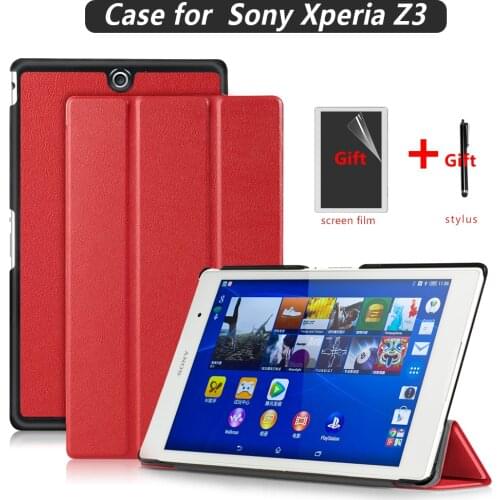 Leather Cover Stand Case for Sony Xperia Z3 Tablet Compact 8 inch With Magnet +Screen Protector+Stylus Pen