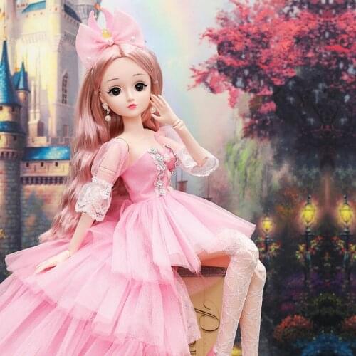 New 60cm BJD Doll 18 Joints Movable Princess Dress Doll Set 4D Eyes Fashion 1/3 Girl Dress Up Toy Gift Gift Accessory Package
