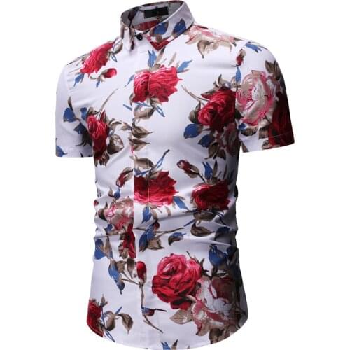 Mens Short Sleeve Shirt Mens Hawaiian Shirt Manan Flower Print Leaf Print Geometric Print Shirt Short Sleeve Mans Shirt