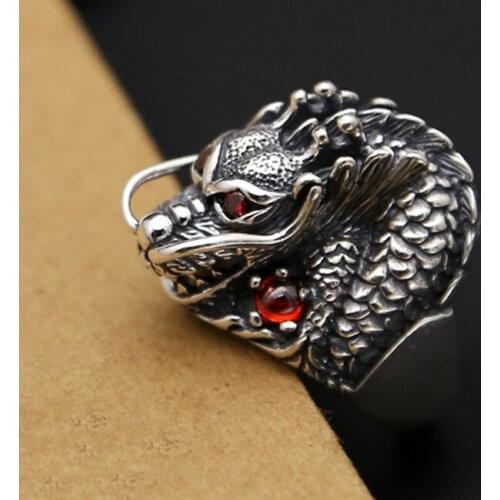 925 Sterling Silver Mens Biker Dragon Ring Rings Jewelry size 6-12 A3939