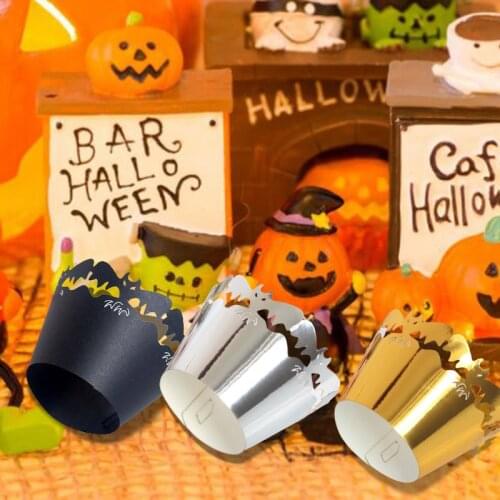 50pcs Halloween Scary Bat Laser Cut Cupcake Liners Party Decor Cupcake Wrapper Baby Shower Muffin Case Trays Cake Tools Decor