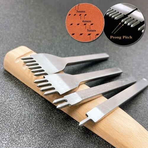 3mm/4mm/5mm/6mm Spacing Punch Tool 1/2/4/6 Prong For Leather Hole Punches Tool DIY Leather Craft Tools Lacing Stitching Sewing