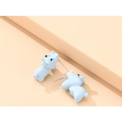 Small Animal Hippo Dinosaur Shark Corgi Combination Earrings European and American Personality Style Earrings Jewelry