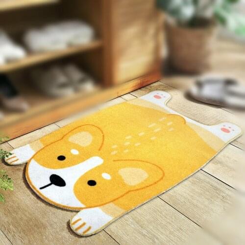 Funny Doormat Cartoon Animal Corgi Shiba Inu Corgi Dog Door Mats Bedroom Kitchen Carpet Anti-Skid Floor Entrance Rug Foot Pad