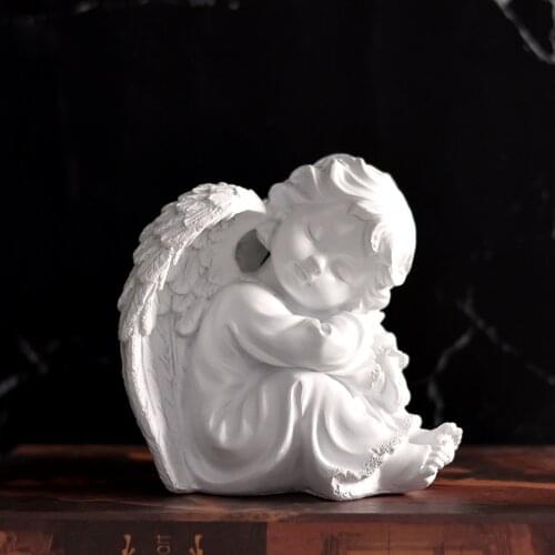 Resin Angel Statue Figure Unique Winged Angel Statue Home Garden Decoration Napping Angle Sculpture Desktop Decorative Statue