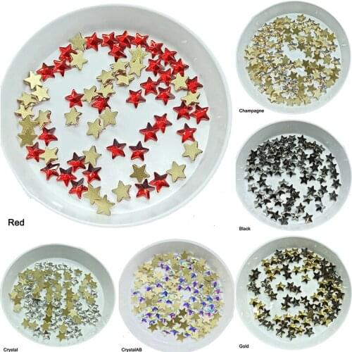 30Pcs Nail Art Rhinestone Flat Shiny Five-Pointed Star Crystal Glass 5mm Strass DIY 3D Fingernail Fecoration Supplies