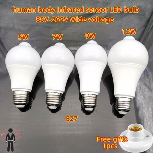 LED PIR Motion Sensor Lamp E27 110V 220V 240V 5W 7W 9W 12W Automatic ON/OFF LED Bulb Light Human Body Movement Detector Lights