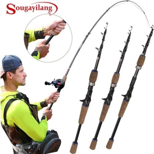 Sougayilang 1.8-2.4M Telescopic Fishing Rod Casting Fishing Rod Rubber Handle Carbon Fiber Material Surf Casting Fishing Rod