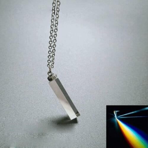Magic Triangular Prism Crystal Suncatcher Pendant Clear Optical Glass Rainbow Maker Crystal Pendant Necklace Jewelry