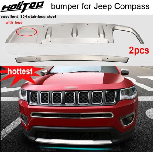 Hot stainless steel skid plate cover bumper protection bumper guard for Jeep new Compass 2017-2020. ISO9001 quality,total 2pcs