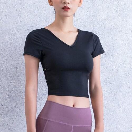Short Sleeve With Bra Gym Woman Sport Shirt Womens Sports Wear For Fitness Running Seamless Yoga Top Female Workout Top T-shirt