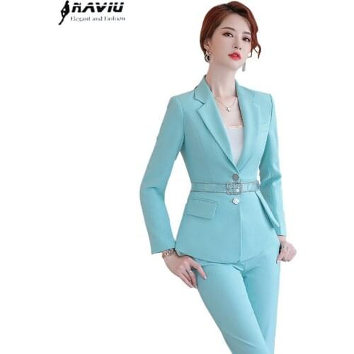 Pants Suit Women Fashion Formal High-End Long Sleeve Slim Blazer and Trousers Office Ladies Business Work Wear