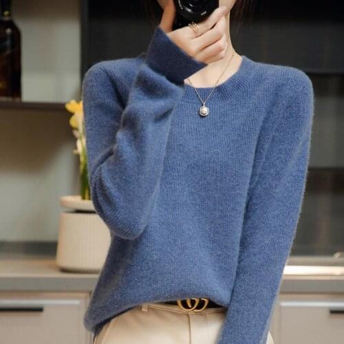 Winter 2021 Soft Warm Sweaters Woman 100% Pure Merino Wool Knitted Jumpers Ladies Oneck Long Sleeve Standard Pullovers