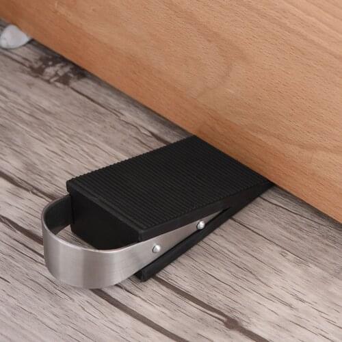 1Pcs Door Stop Black Rubber Stopper Safety Protector Home Office Use Door Stop Block Wedge Safety Protector Wedge Block Stopper