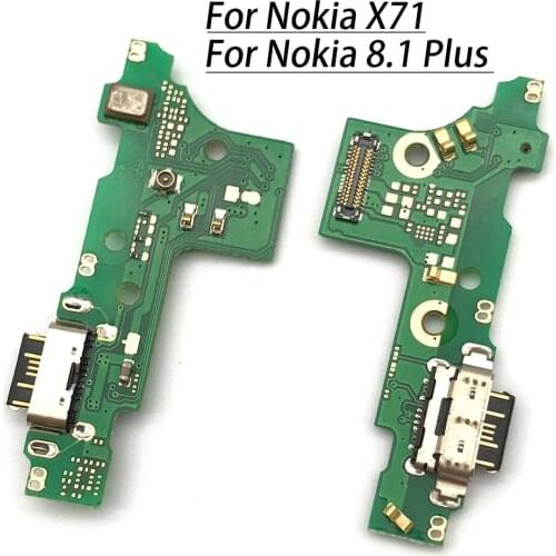 10Pcs/Lot, Micro USB Charger Dock Connector Charging Port Microphone Flex Cable For Nokia X71 / 8.1 Plus Replacement Parts