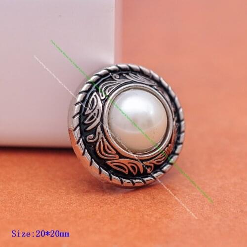 10X 20mm Antique Silver Grey Pearl Bead Flower Carved Concho Button for Belt Leathercraft Clothes Garment Shoe Accessories