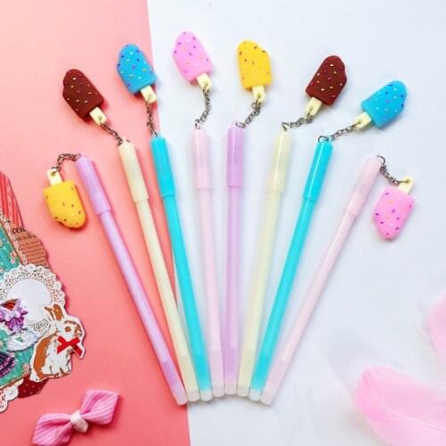 2pc Popsicle Gel Pen Black Ink Carbon Signature Pen Stationery School & Office Supply Cute Girly Heart Popsicle Pendant Gel Pen