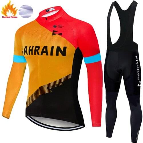 2021 BAHRAIN jersey Winter Thermal Fleece Cycling Clothing Thermal Full Sleeve Cycling Pants Cycling Sets winter suits men