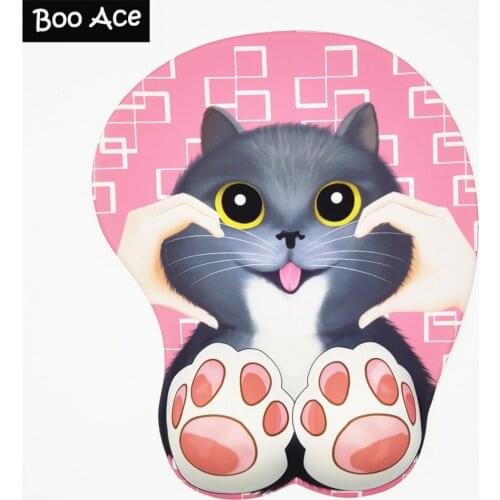 Cute Cat Claw 3D Mouse Pad with Soft GEL Wrist Rest 10.2"x8.5" pink