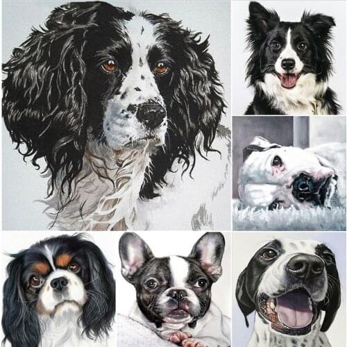 5D DIY Diamond Painting Animal Dog Cross Stitch Kits Full Drill Square Embroidery Mosaic Art Picture of Rhinestones Home Decor