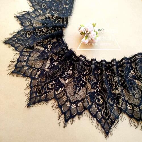 6M/lot Eyelash Lace Fabric 18CM DIY Lace Trim Wedding Dress Sexy Lingerie Accessories Black White SM261