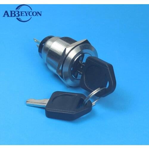 ABBEYCON 22mm Stainless Steel Key Switch 20Pcs/lot Self-locking Metal Key Switches
