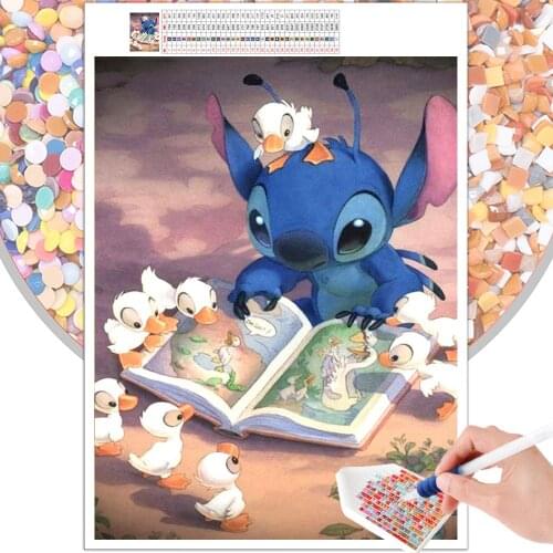 Cartoon Diamond Painting Mosaic Little Monster Reading Book 5D DIY Full Round Square Rhinestone Embroidery Cross Stitch Picture