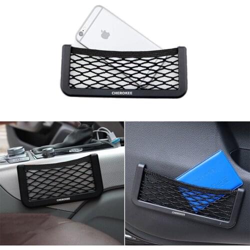 Car Storage Net Bag Phone Holder Pocket Organizer for Jeep Cherokee Accessories