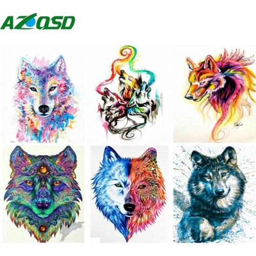AZQSD Oil Painting By Numbers Animal DIY Unique Gift Drawing By Numbers Wolf Picture For Living Room Home Decoration Kits