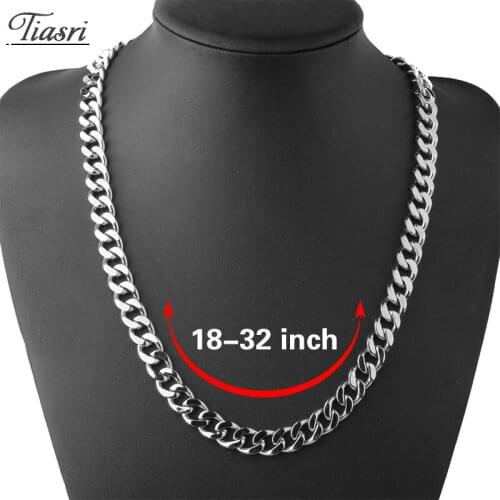 Tiasri 11mm Curb Cuba Miami Chain Mens Necklace Bracelet High Quality Stainless Steel Chain Best Gift Hip Hop Jewelry Link