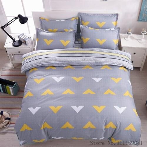 Home Textile Flat Sheet Duvet Cover Pillowcase Gray Arrow Stripe Bedding Sets Children Adult Twin King Size Bedclothes 3/4Pcs