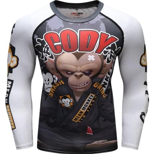 Summer New Men Oversized Long Sleeve Casual Digital Cartoons Printed Fitness Tshirt Running Tight Sports Shirts Breathable