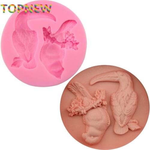 Tow birds Flexible Food Grade Silicone Mold Chocolate Cake Decorating Heat Safe Mould For Polymer Clay Craft 2250