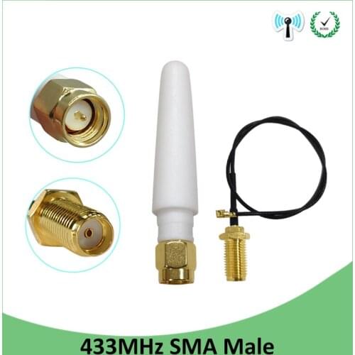 433MHz Antenna LORA 3dbi SMA Male Connector Plug 433 IOT Directional Antena Small PBX 433m Antenne + 21cm RP-SMA Pigtail Cable